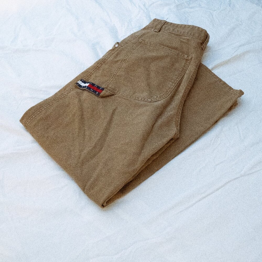 High waisted, loose fit, 100% cotton, Tommy Hilfiger work pant